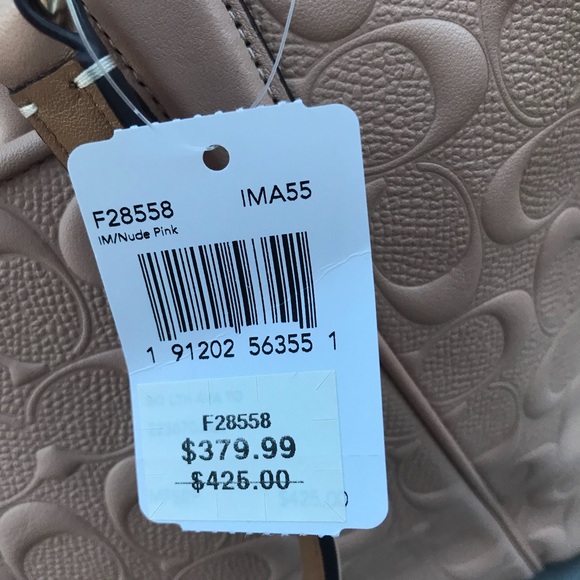 Coach Embossed Leather Nude Pink Ava Zip Tote - Picture 4 of 7